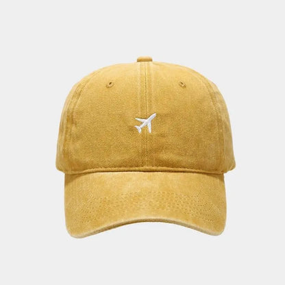 Washed Airplane Embroidered Baseball Cap