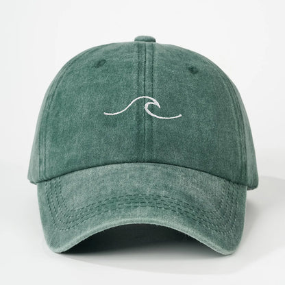 Wave Ripple Embroidered Cotton Baseball Cap