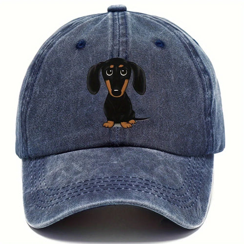 Dog Embroidery Washed Baseball Cap