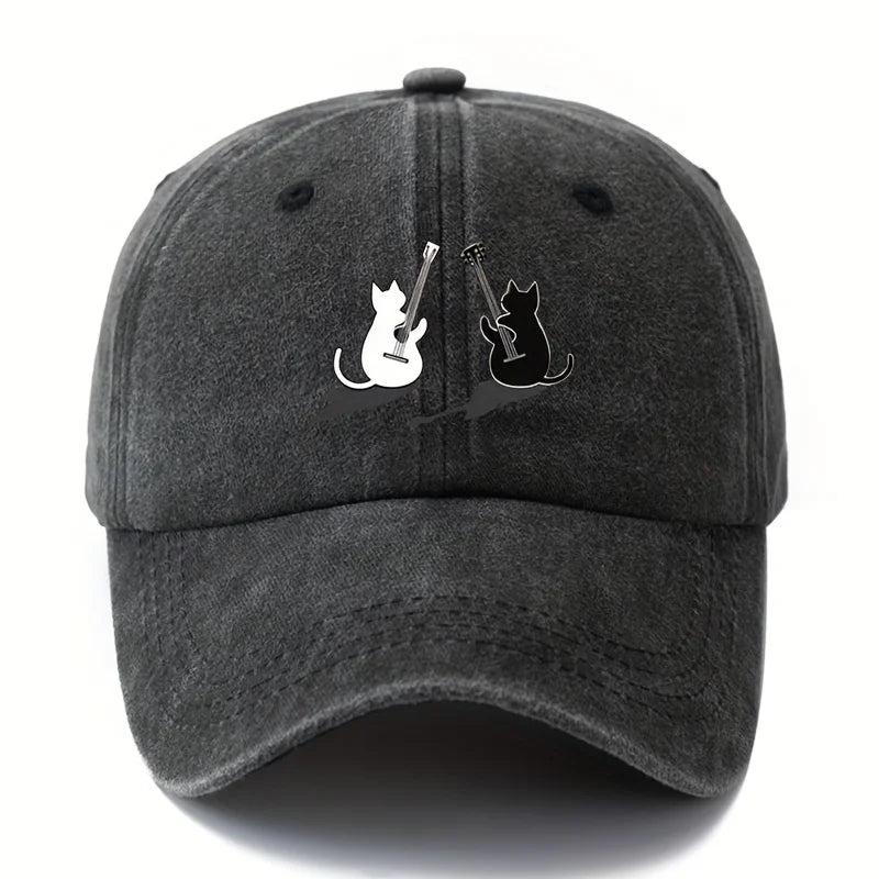Cat Guitar Pattern Lightweight Duckbill Baseball Cap