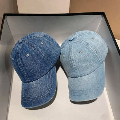 Fashion Denim Baseball Cap For Women Men Solid Color Adjustable Outdoor
