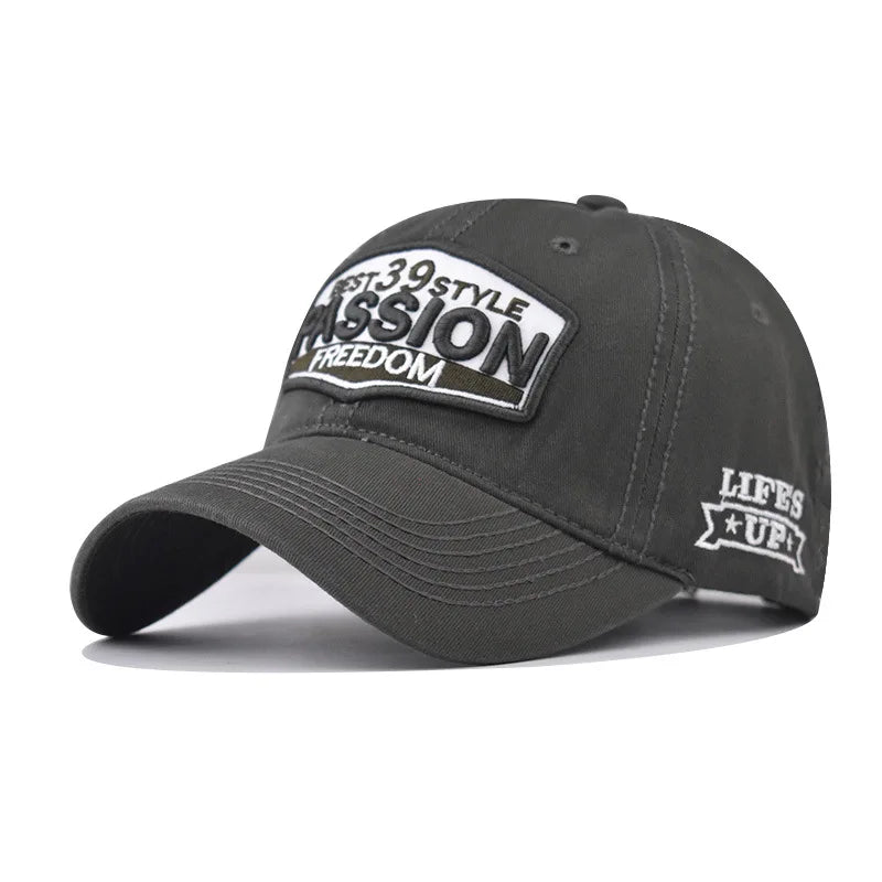 Unisex Cotton Washed Baseball Cap Men Letter Embroid Vintage