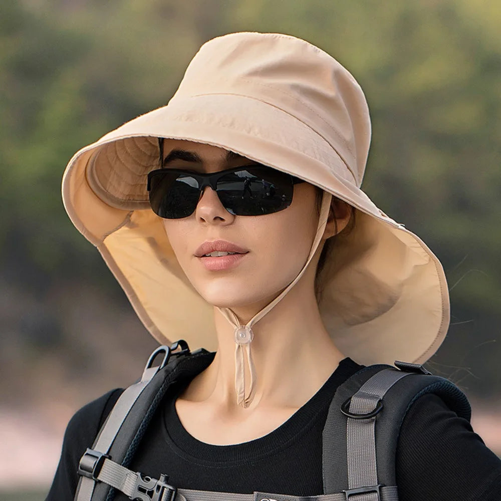 Wide Brim UV Protection Bonnet Bucket Hat