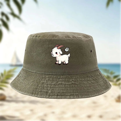 Printed White Lamb Bucket Hat