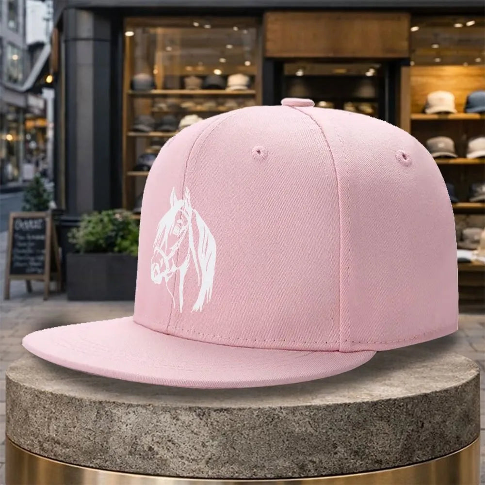Horse Head Print Snapback Cap