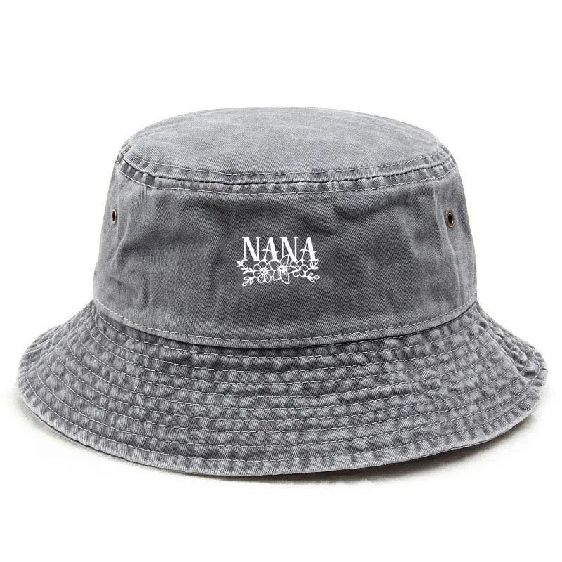 Floral Washed Cotton Bucket Hat Bohemian Style