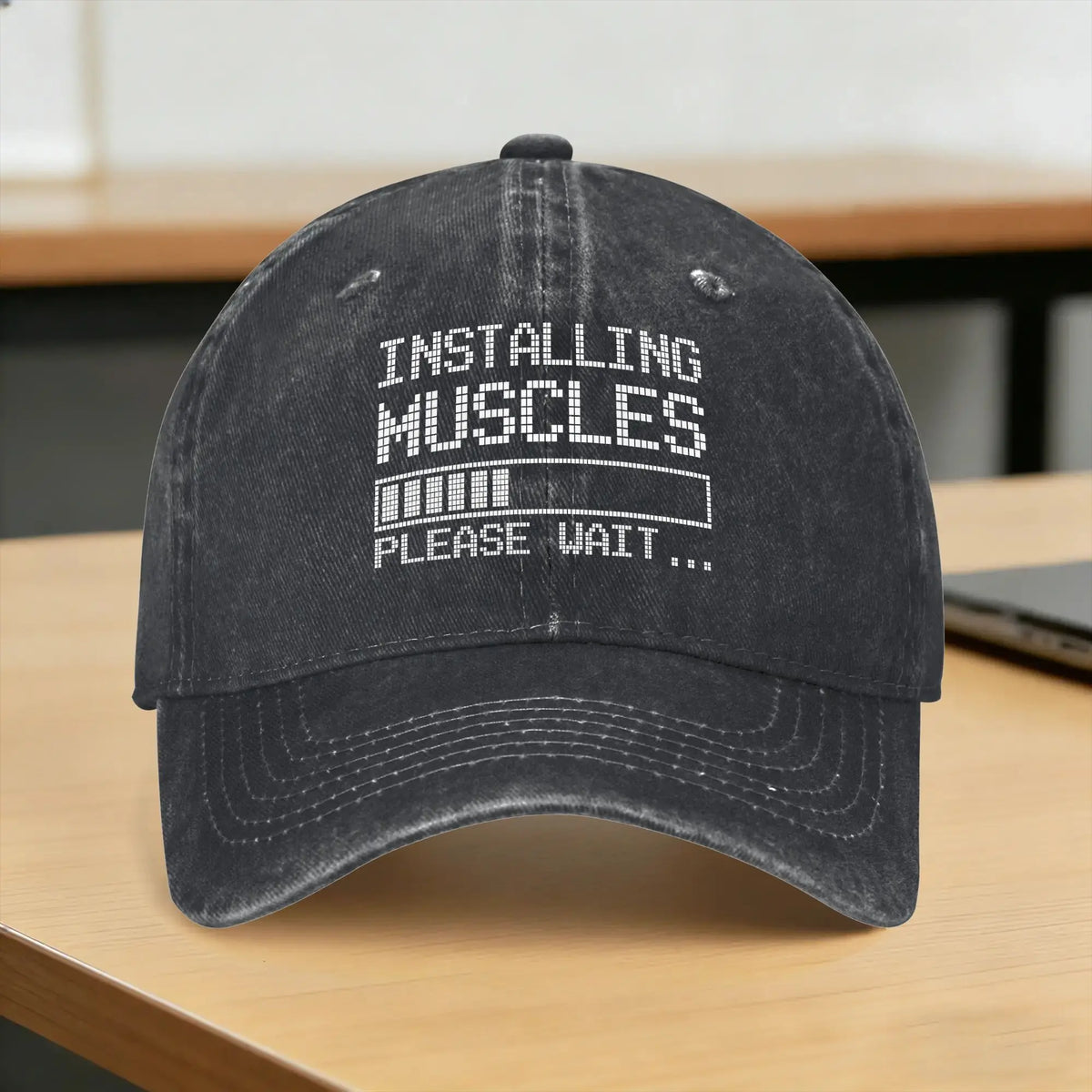 Installing Muscles Please Wait Washed Y2K Baseball Cap