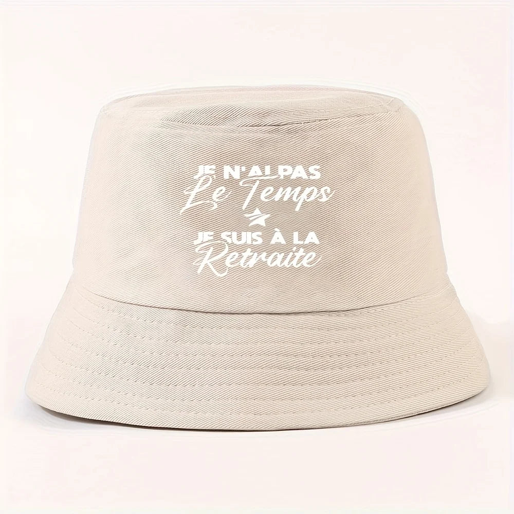 Star Text Wide-Brim Bucket Hat