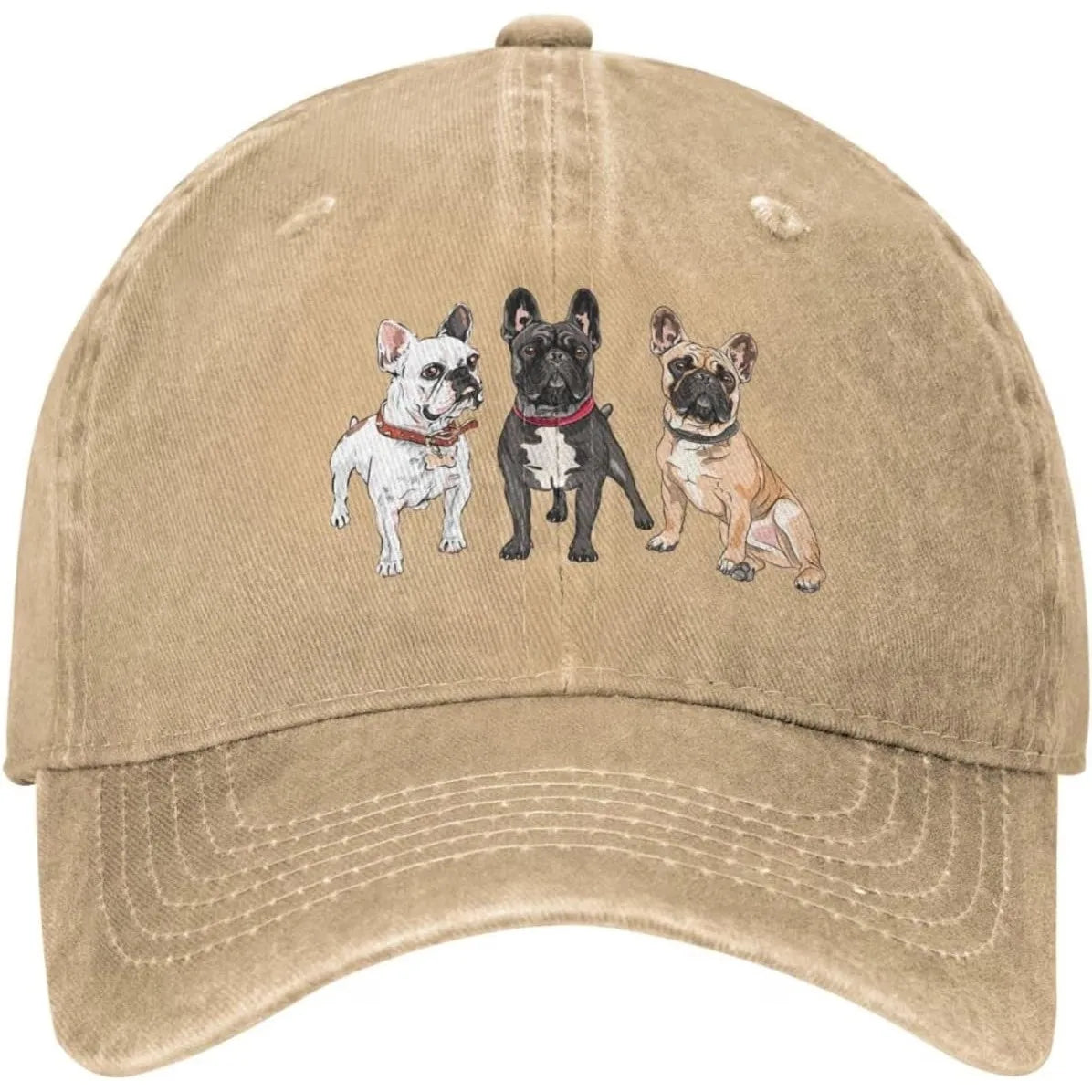 French Bulldog Trio Denim Baseball Cap