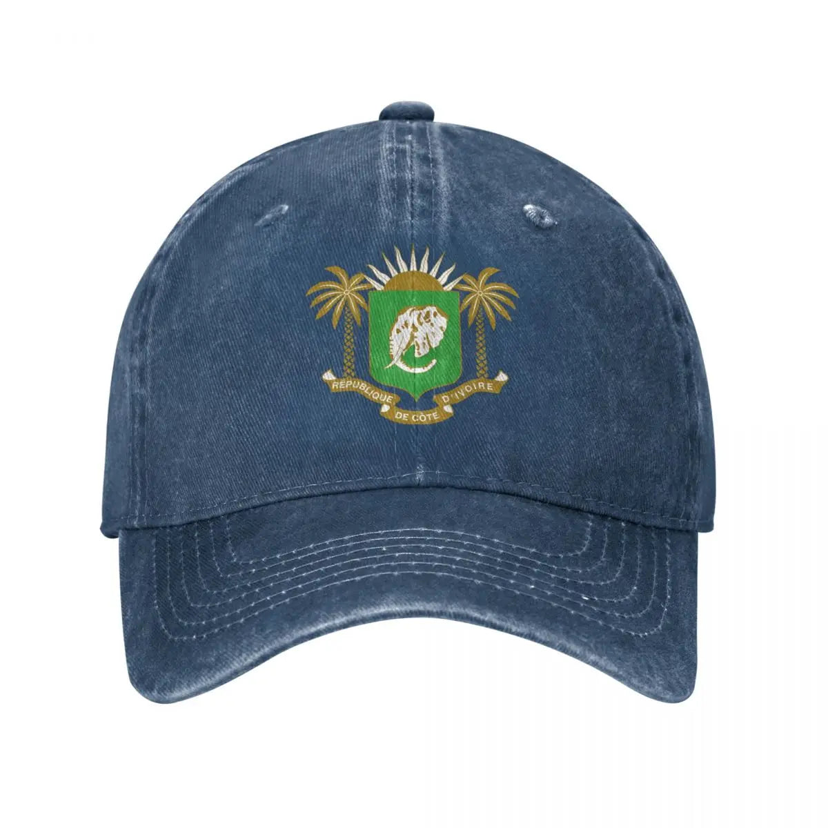 Men Baseball Cap Cote Emblem Charcoal Washed Denim