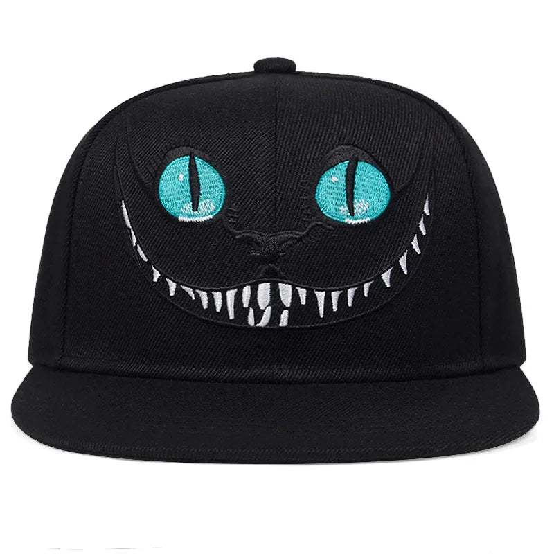 Cartoon Cat Embroidered Hip Hop Snapback Cap