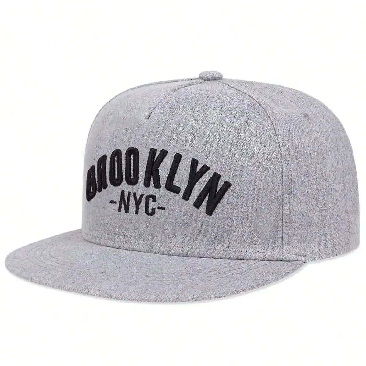 Brooklyn Embroidered Flat Brim Snapback Cap