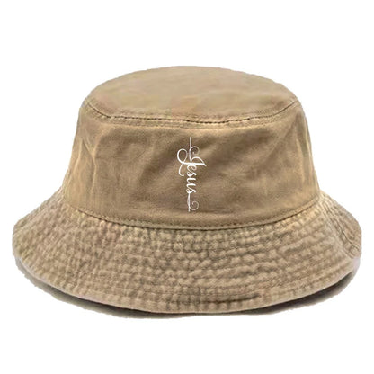 Jesus God Cross Bucket Cap Distressed Hats Cap