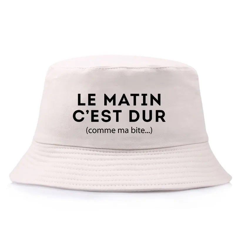 Le Matin Cest Dur Reversible Funny Bucket Hat