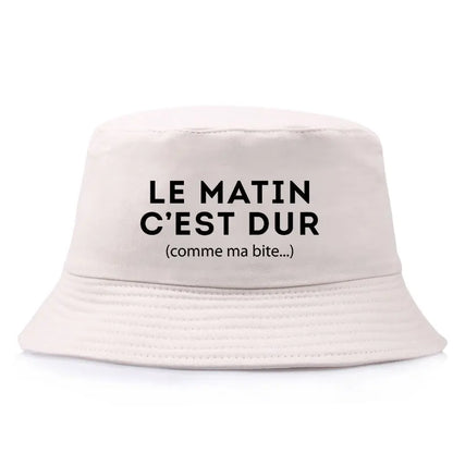 Le Matin Cest Dur Reversible Funny Bucket Hat