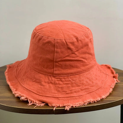 Cotton Fringed Bucket Hat Soft Fisherman Cap