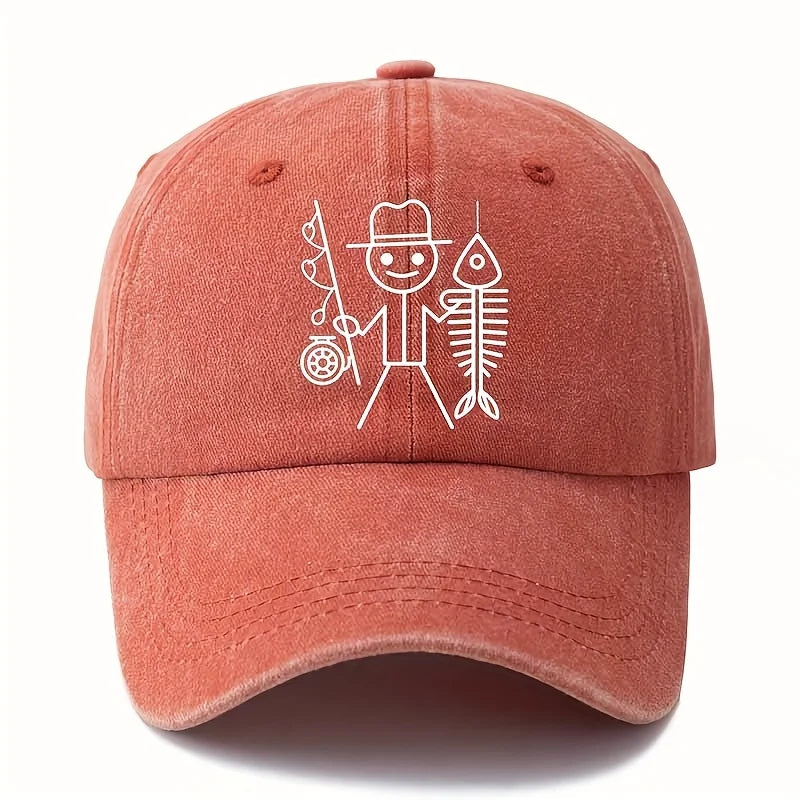 Cartoon Fishing Print Baseball Cap