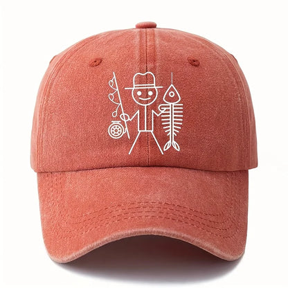 Cartoon Fishing Print Baseball Cap
