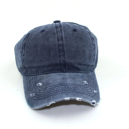 1pc Solid Distressed Perforated Mesh Washed Baseball Cap, Breathable Sun Protection Accessory For Spring And Summer, Adjustable