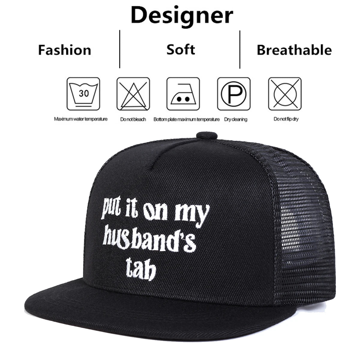Put It On My Husband Tab Embroidered Snapback Cap