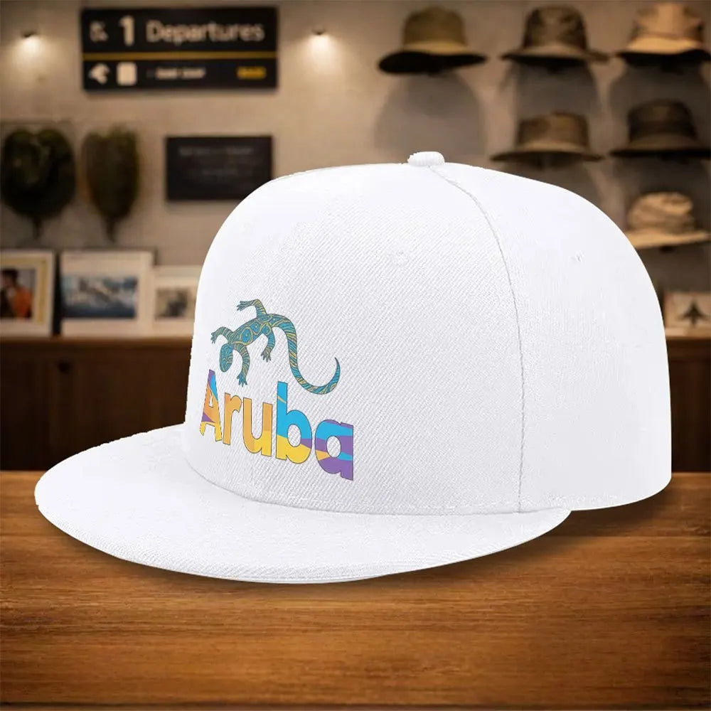 Aruba Lizard Geometric Pattern Casual Snapback Cap