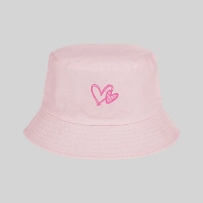 Pink Heart Pattern Casual Bucket Hat