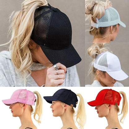 Women's Ponytail Mesh Snapback Baseball Cap