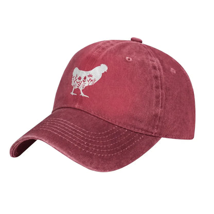 Floral Chicken Vintage Baseball Cap
