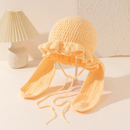 Women Fluffy Ruffled Crochet Fisherman Bucket Hat