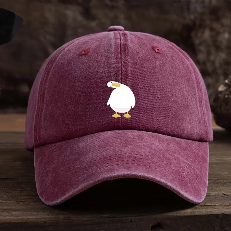 Cute Duck Print Baseball Cap With Adjustable Snap