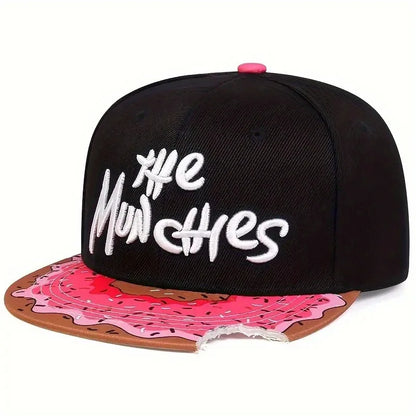 Doughnut Embroidered Flat Top Hip-Hop Snapback Cap