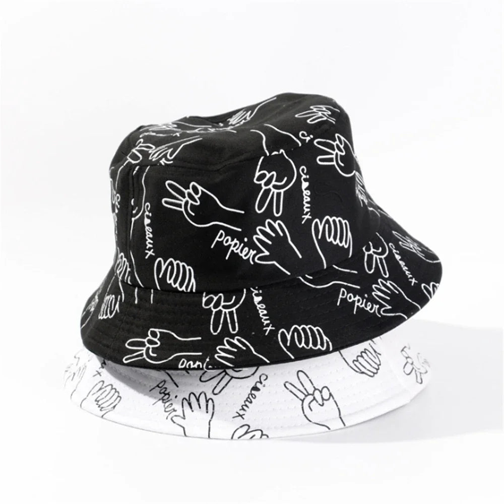 Spring Outdoor Graffiti Wide Brim Casual Bucket Hat