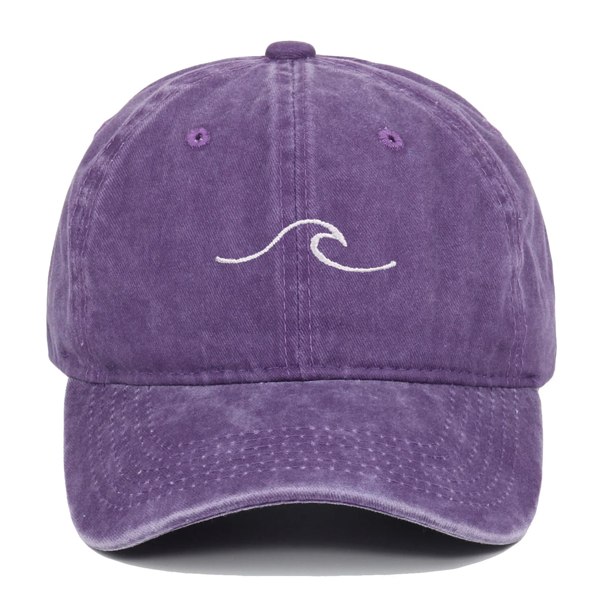 Ripple Wave Embroidered Washed Baseball Cap