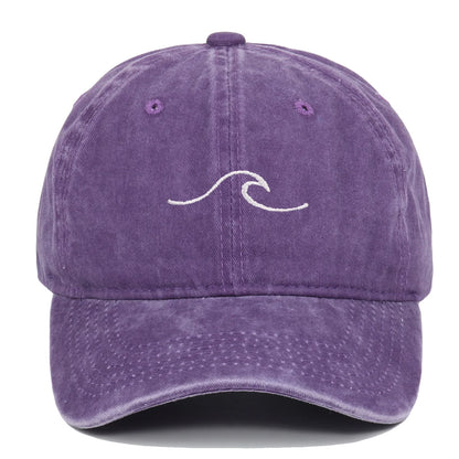 Ripple Wave Embroidered Washed Baseball Cap