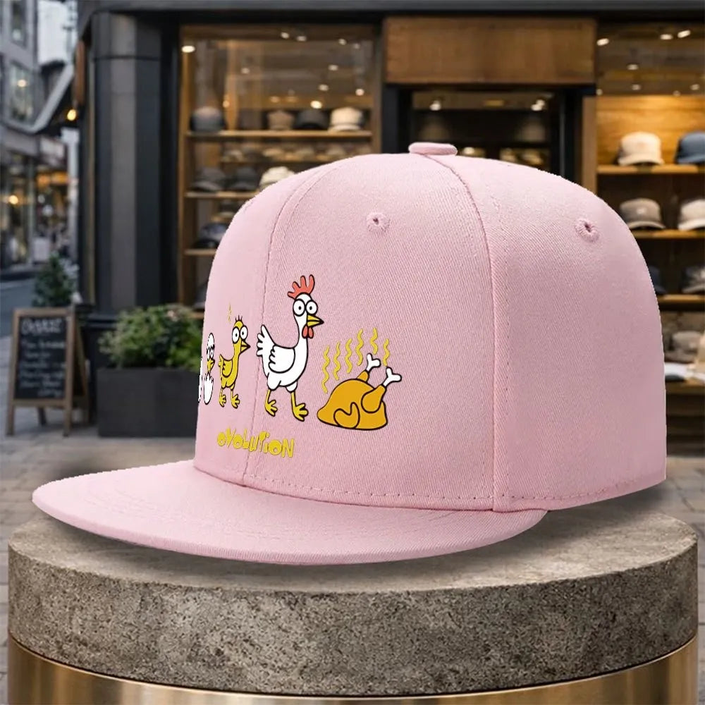 Chicken Evolution Flat Brim Unisex Snapback Cap