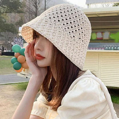 Summer Breathable Hollow Knitted Bucket Hats