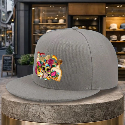 Tequila Sugar Skull Sombrero Street Snapback Cap