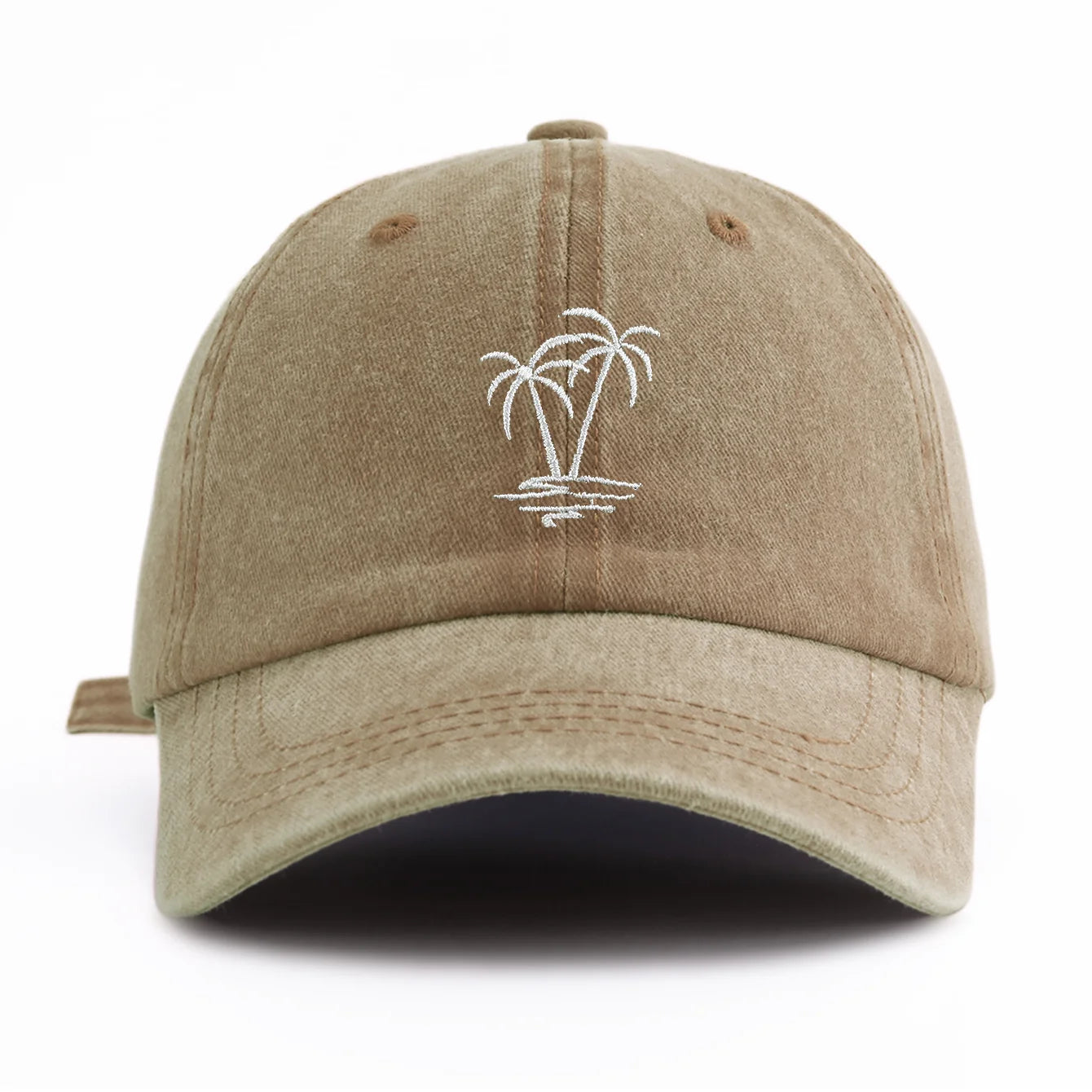 1pc Coconuttree Embroidery Washed Baseball Cap For Adults