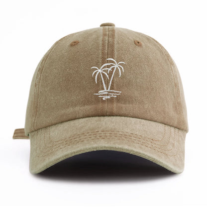 1pc Coconuttree Embroidery Washed Baseball Cap For Adults