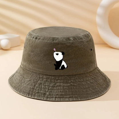 Heart Panda Print Bucket Hat