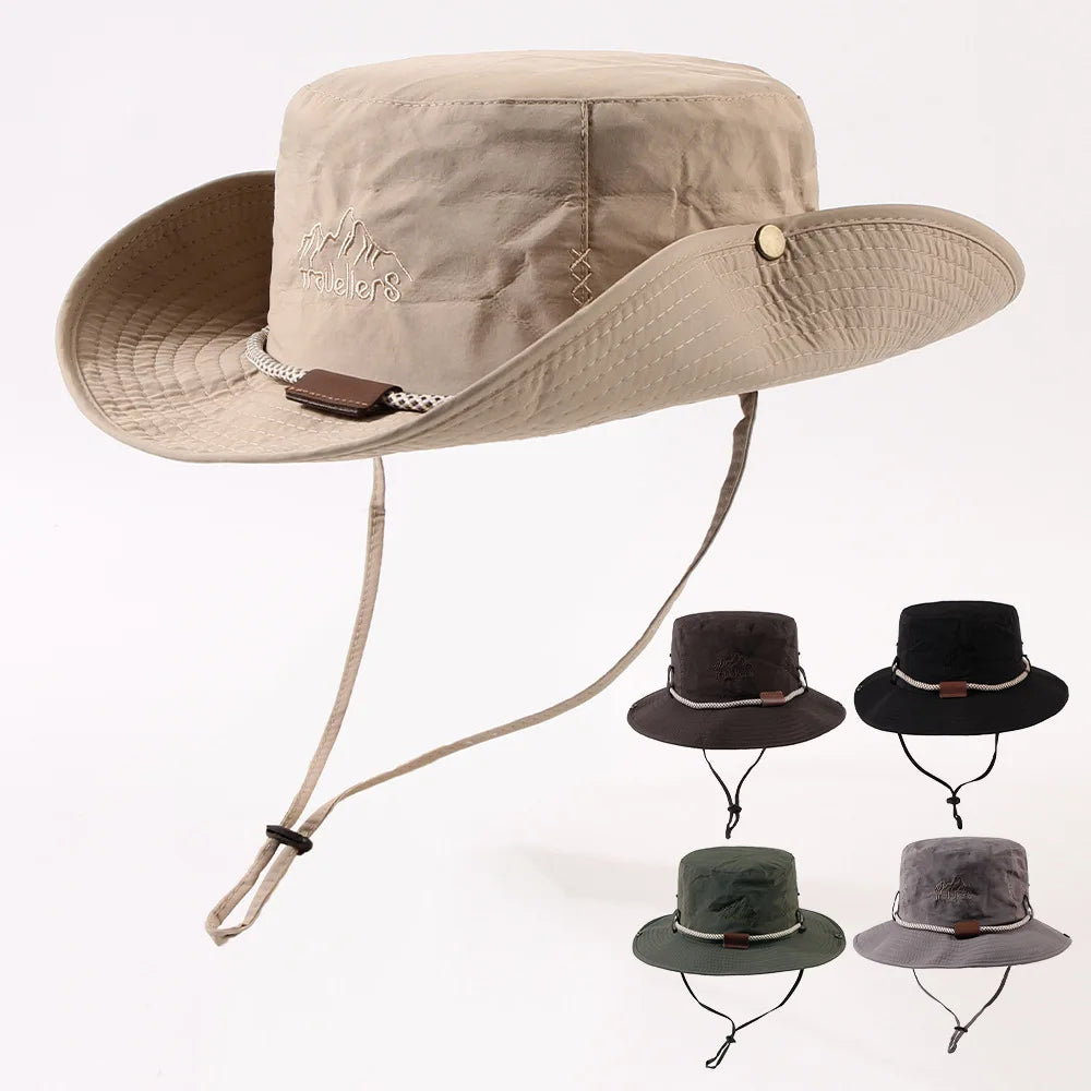 Summer Bucket Hat Men Women Sunscreen Fishing Hat Outdoor Size 55-59cm