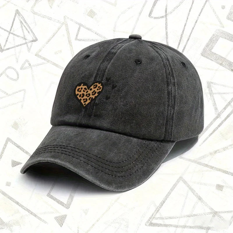 Vintage Leopard Heart Baseball Cap