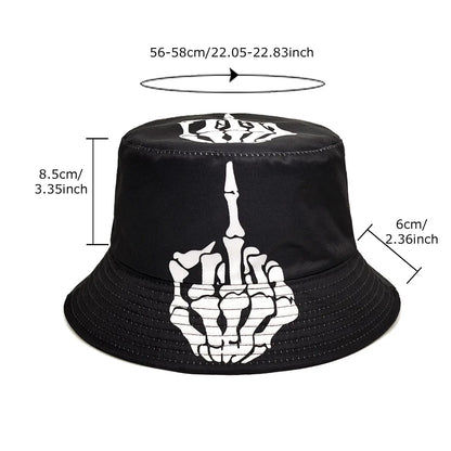 Funny Skeleton Fingers Print Bucket Hat Men Women Summer Outdoor