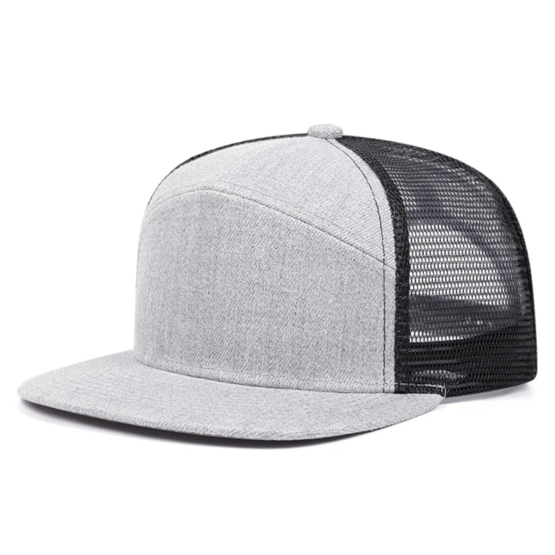 Flat Brim Mesh Adjustable Unisex Snapback Cap