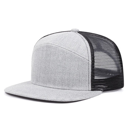 Flat Brim Mesh Adjustable Unisex Snapback Cap