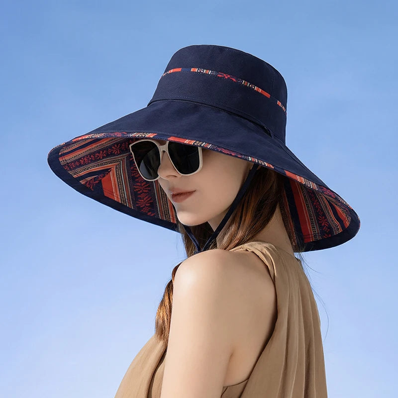 Reversible Wide Brim Summer Kids Bucket Hat