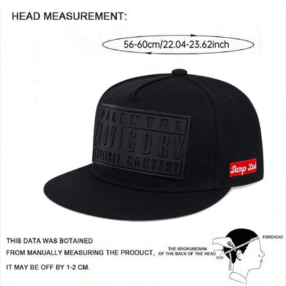 ADVISORY Embroidered Unisex Flat Brim Hip-Hop Snapback Cap