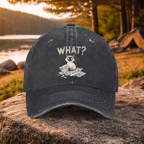 Siamese Cat Washed Baseball Cap