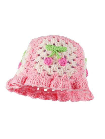 Women's Cherry Floral Crochet Bucket Hat