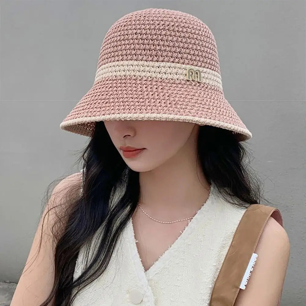 Foldable Letter Decor Holiday Beach Bucket Hat Sun Cap